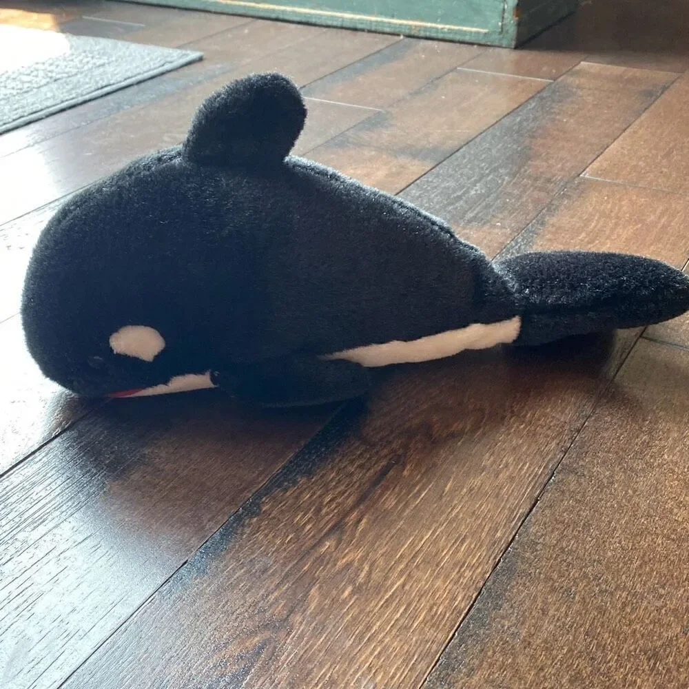 Vintage Sea World 1992 Shamu Orca killer whale plush stuffed animal 15 inch blac